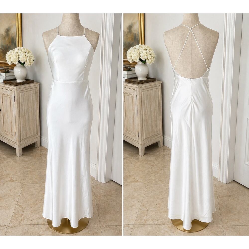 Calvin Klein White Satin Gown Sz 2